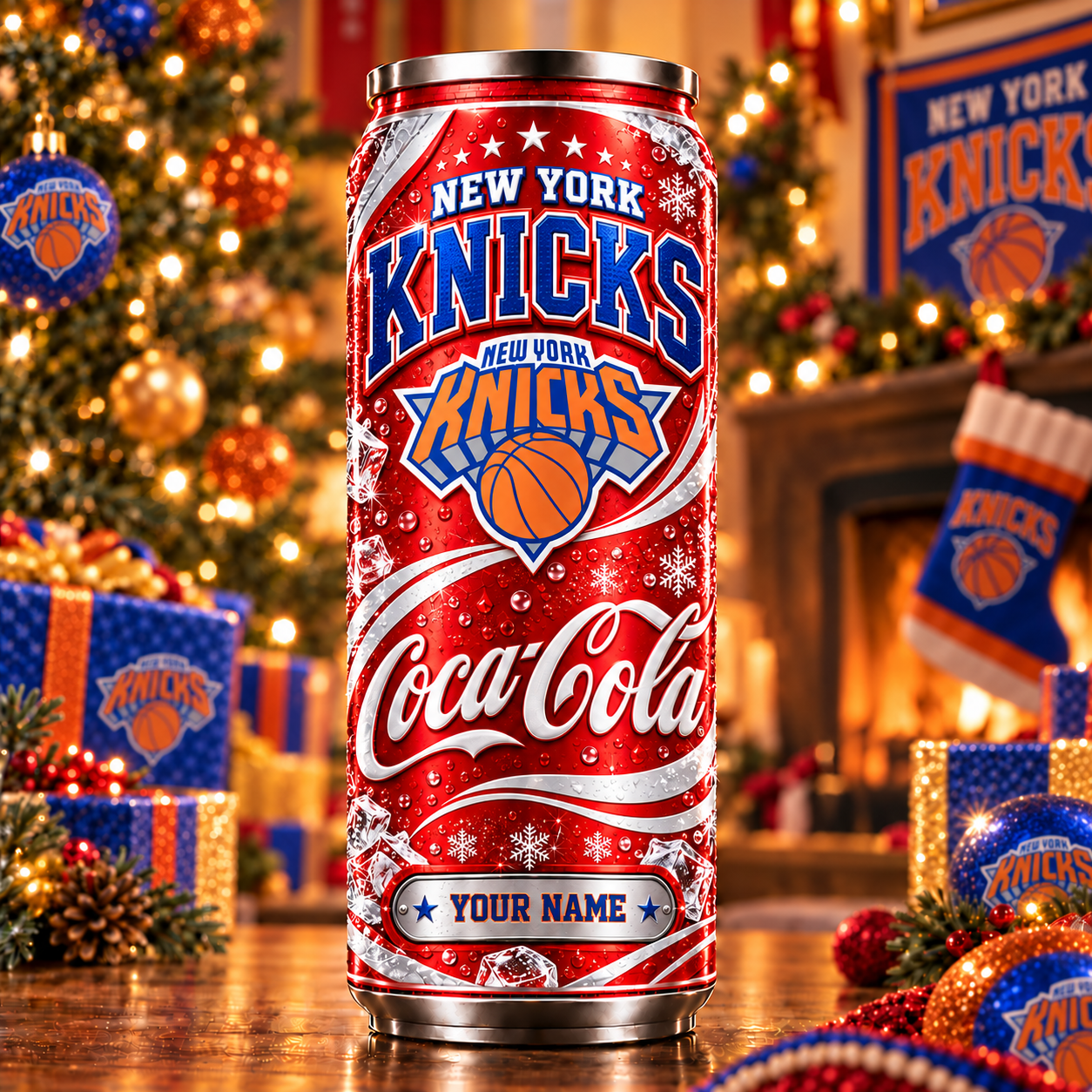 New York Knicks NBA Can Tumbler Coca Cola Custom Name For Fan