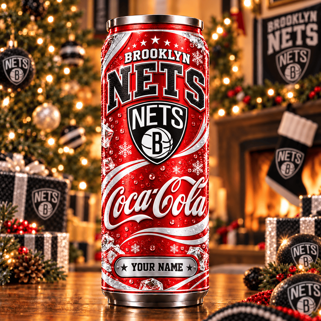 Brooklyn Nets NBA Can Tumbler Coca Cola Custom Name For Fan