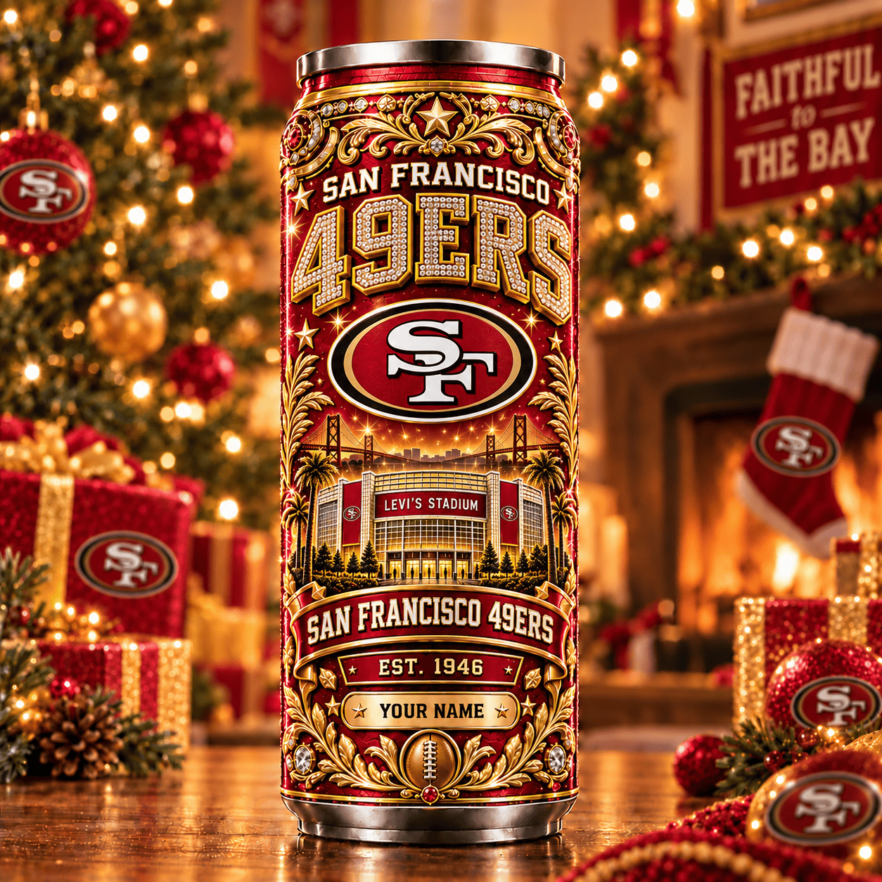 San Francisco 49ers NFL Can Tumbler Custom Name For Fan