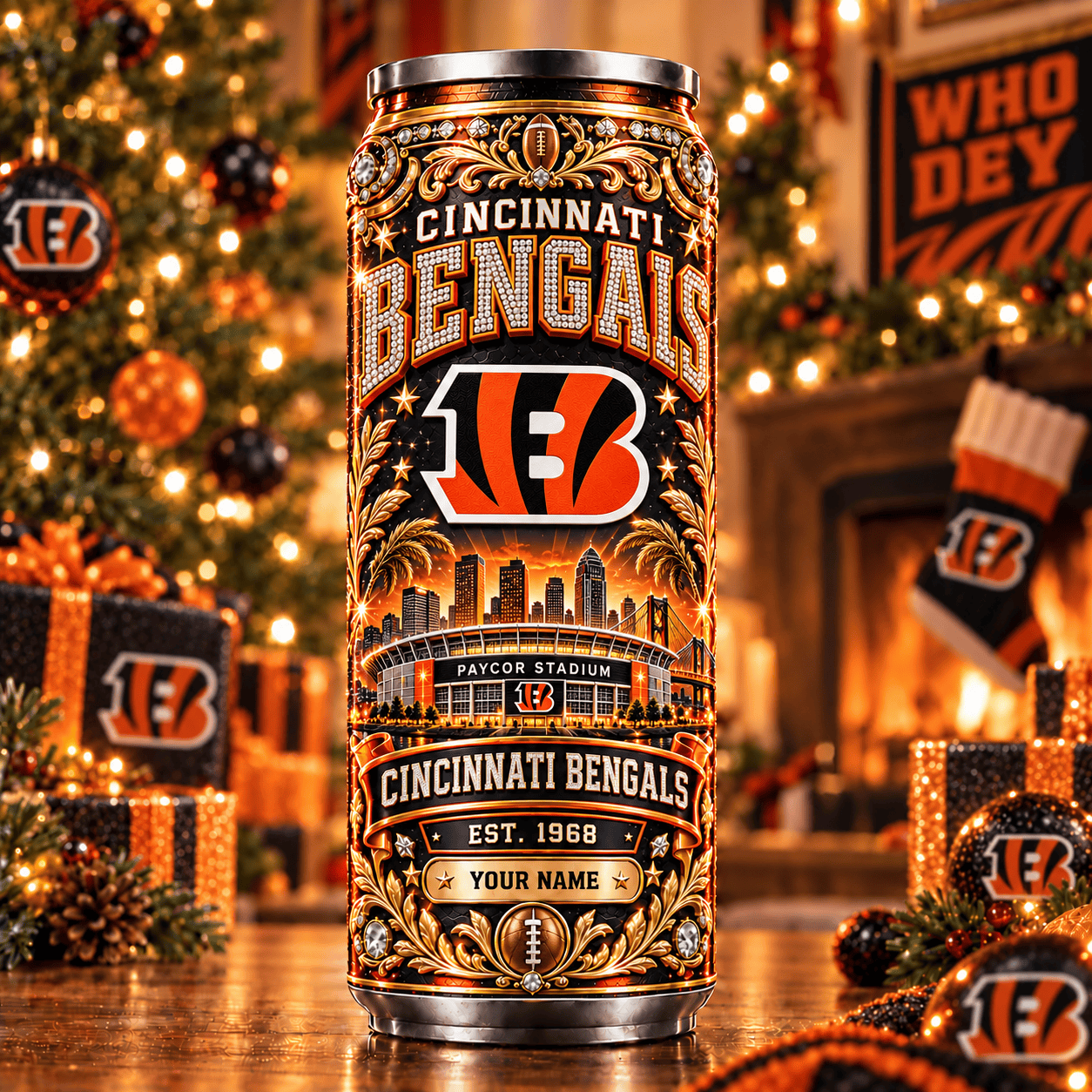 Cincinnati Bengals NFL Can Tumbler Custom Name For Fan
