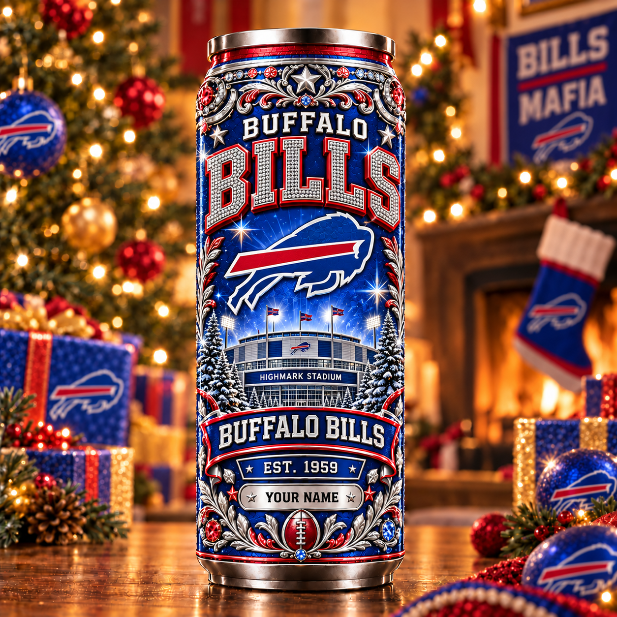 Buffalo Bills NFL Can Tumbler Custom Name For Fan