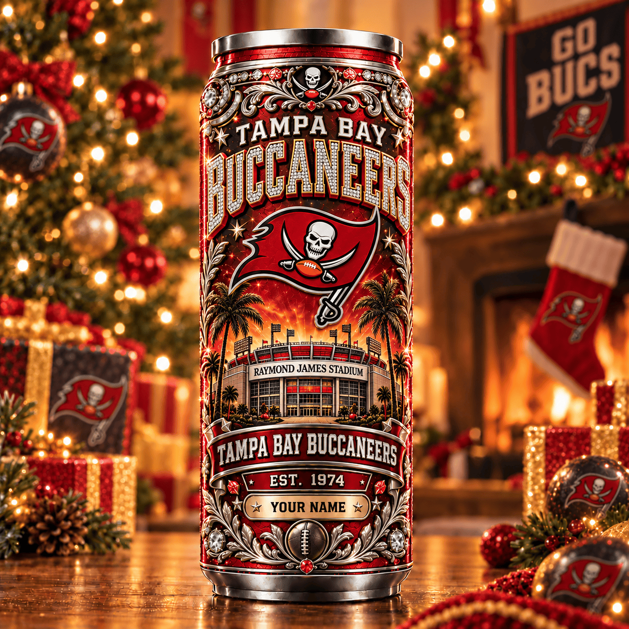 Tampa Bay Buccaneers NFL Can Tumbler Custom Name For Fan