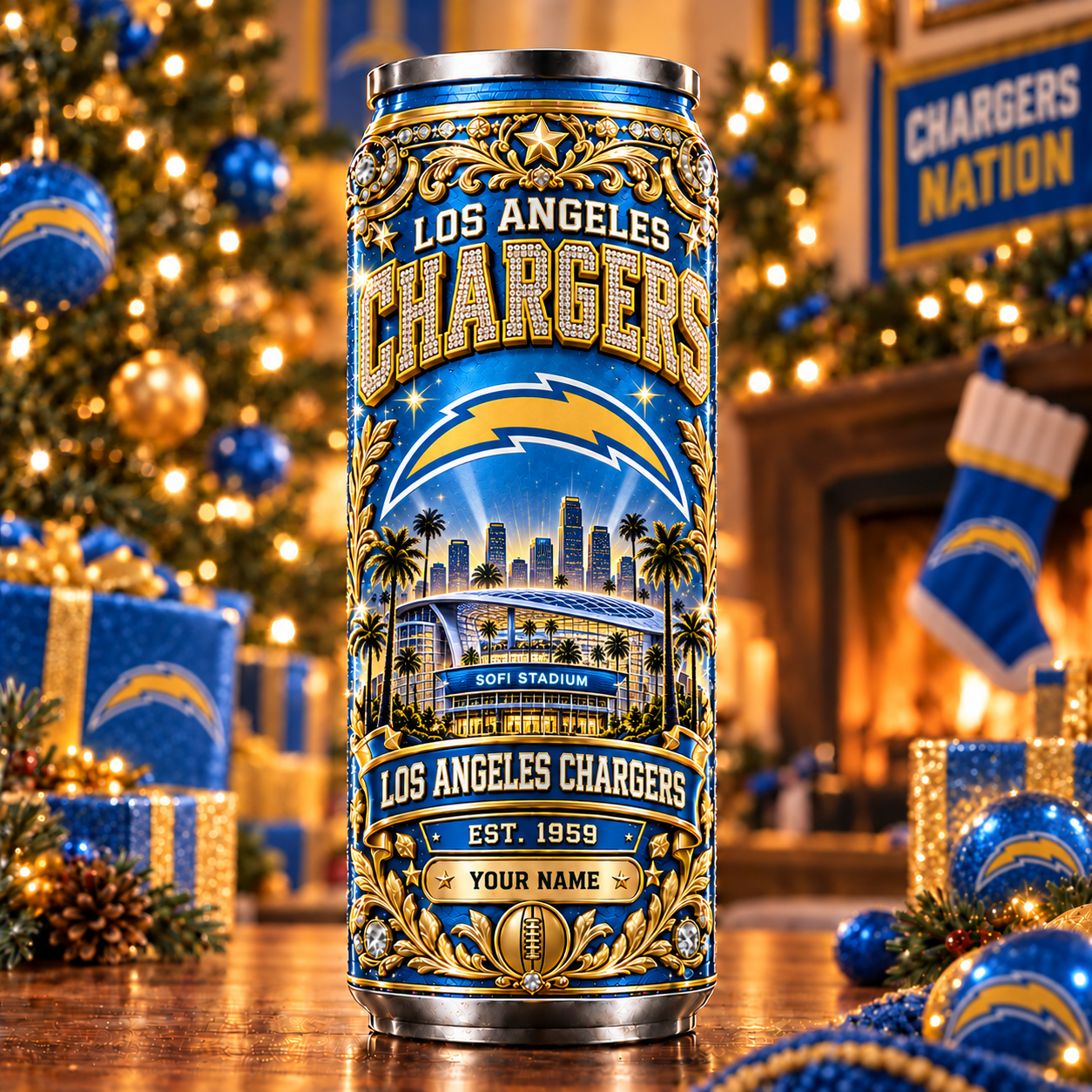 Los Angeles Chargers NFL Can Tumbler Custom Name For Fan