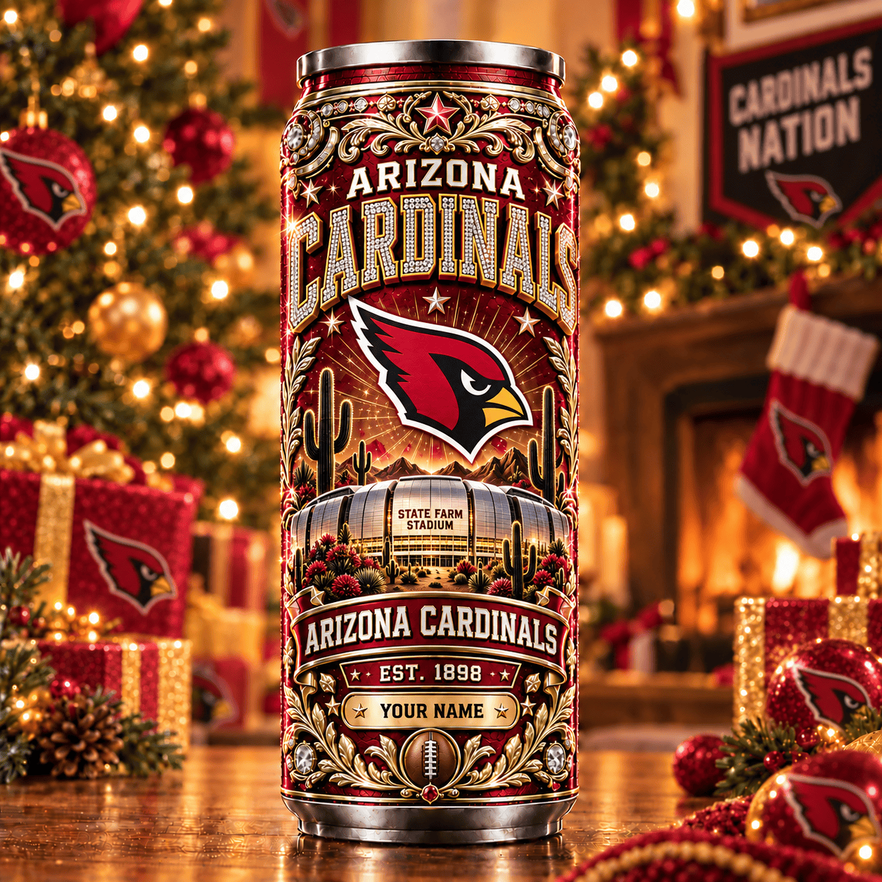 Arizona Cardinals NFL Can Tumbler Custom Name For Fan