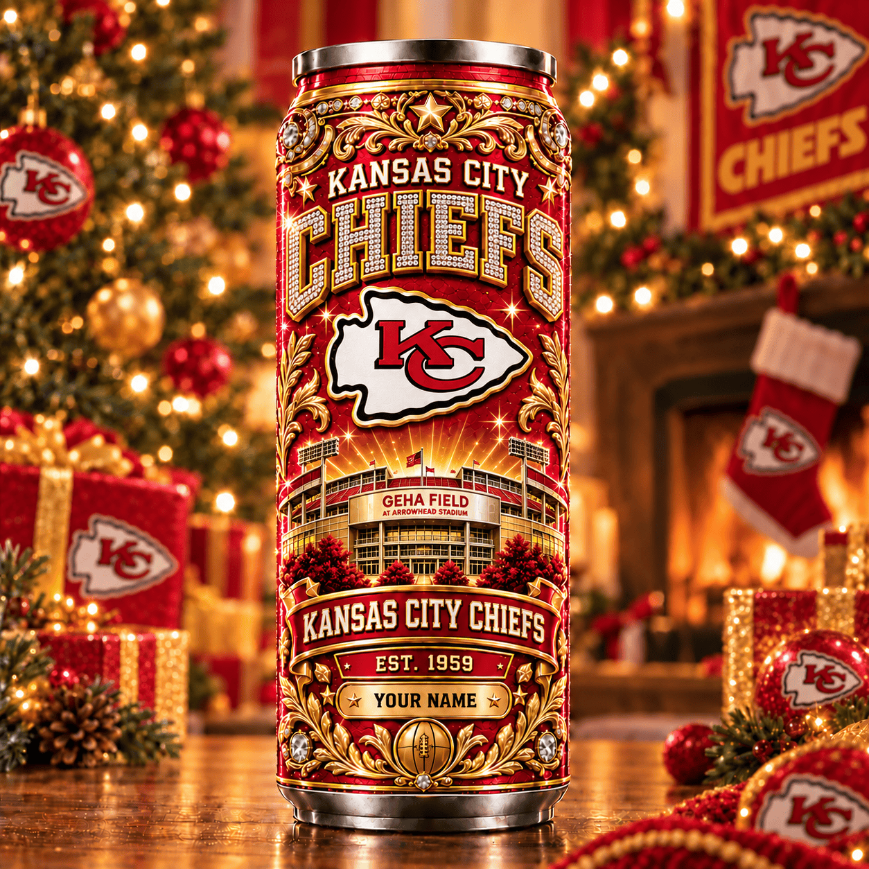 Kansas City Chiefs NFL Can Tumbler Custom Name For Fan