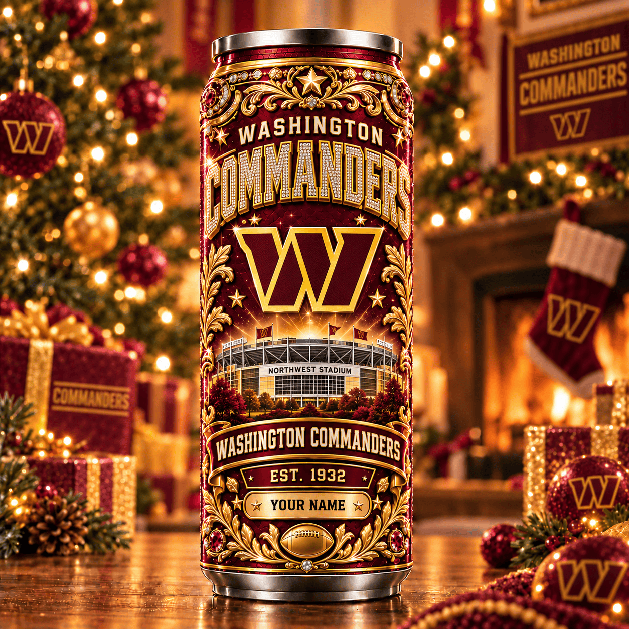 Washington Commanders NFL Can Tumbler Custom Name For Fan