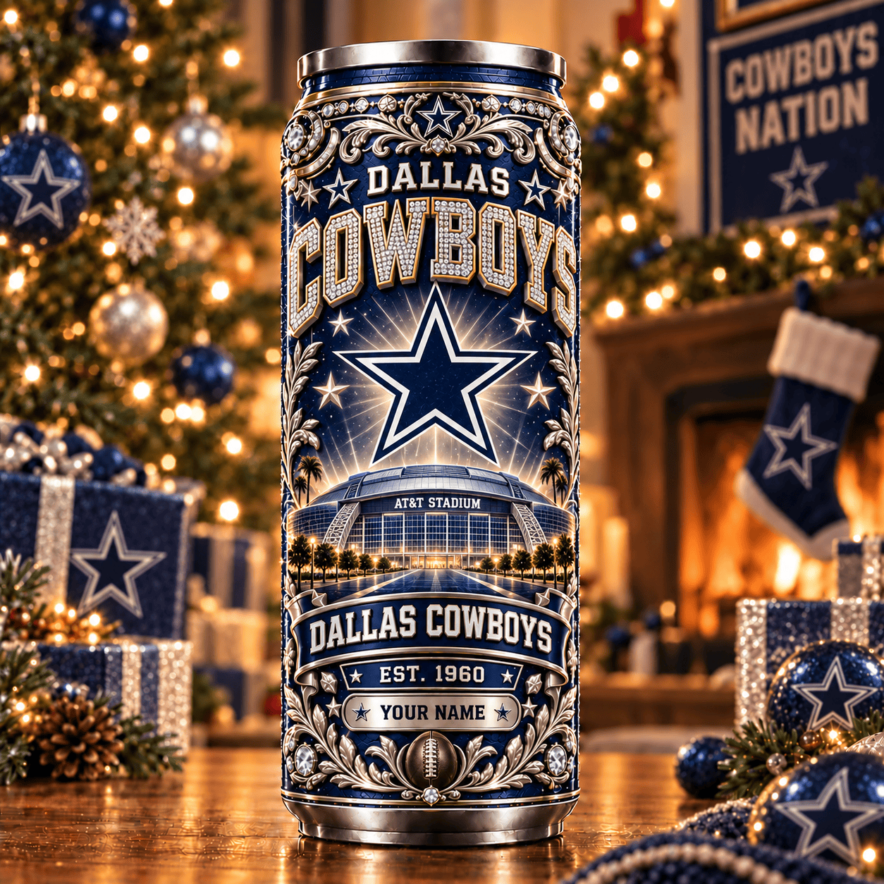 Dallas Cowboys NFL Can Tumbler Custom Name For Fan