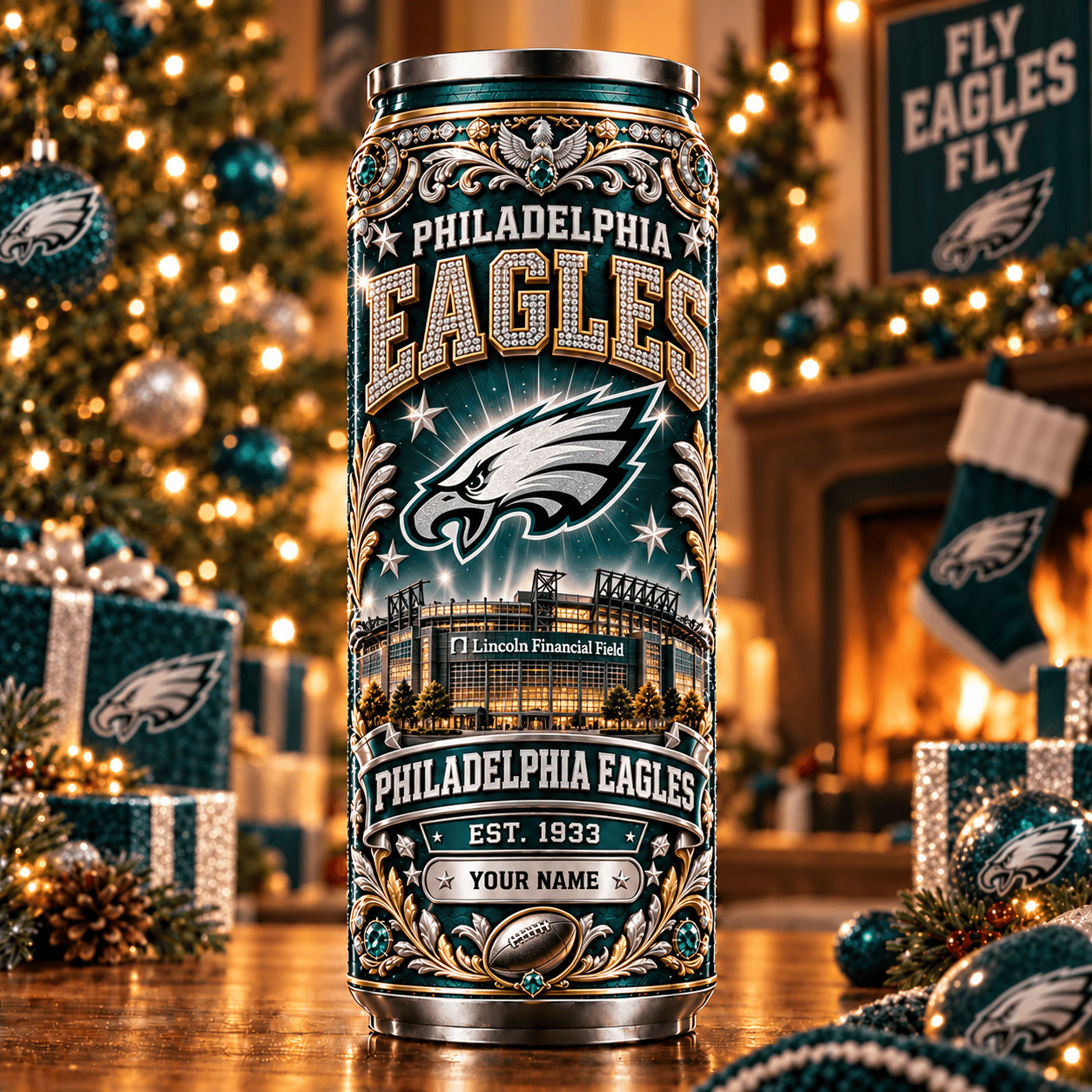 Philadelphia Eagles NFL Can Tumbler Custom Name For Fan