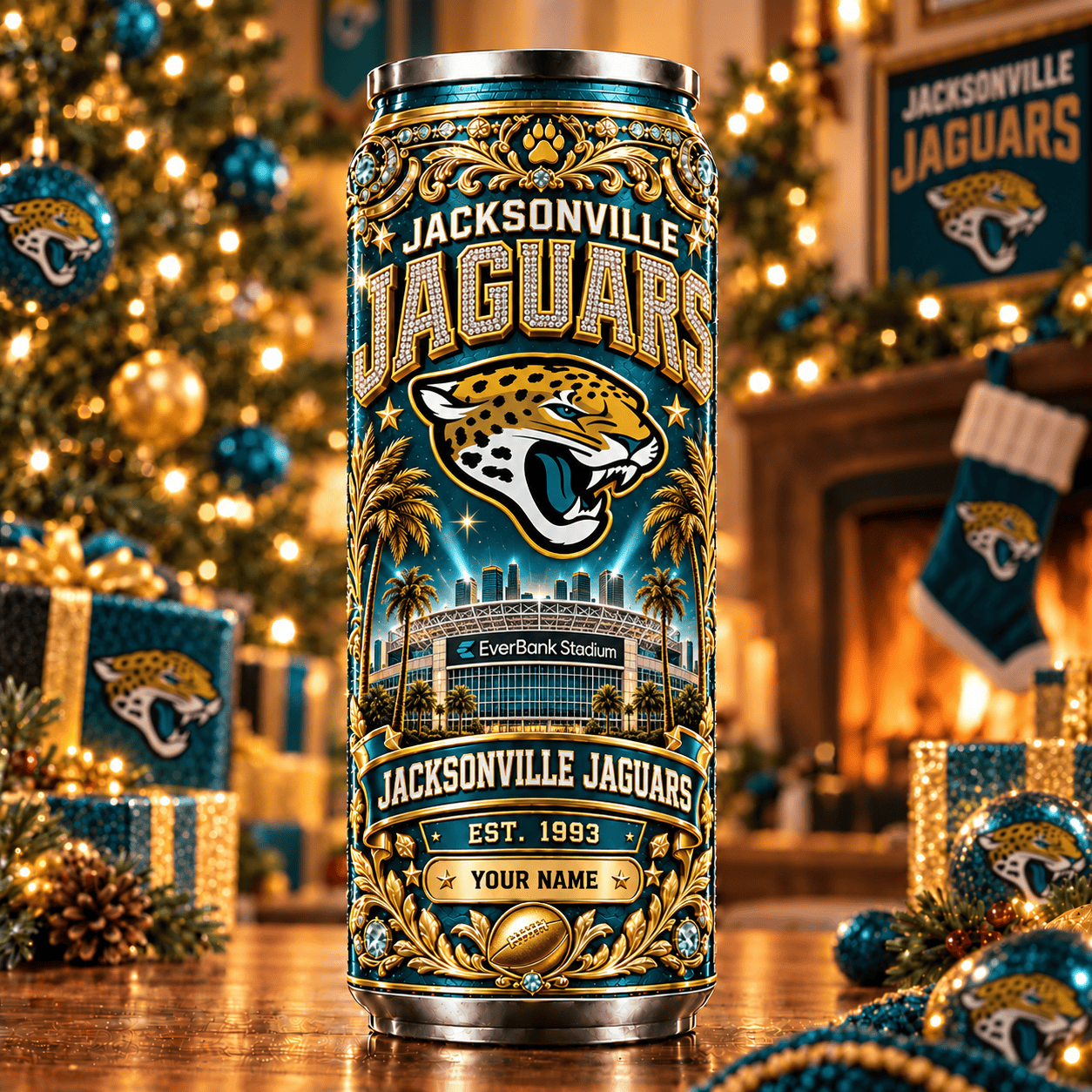 Jacksonville Jaguars NFL Can Tumbler Custom Name For Fan