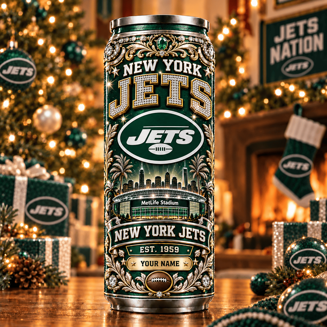 New York Jets NFL Can Tumbler Custom Name For Fan