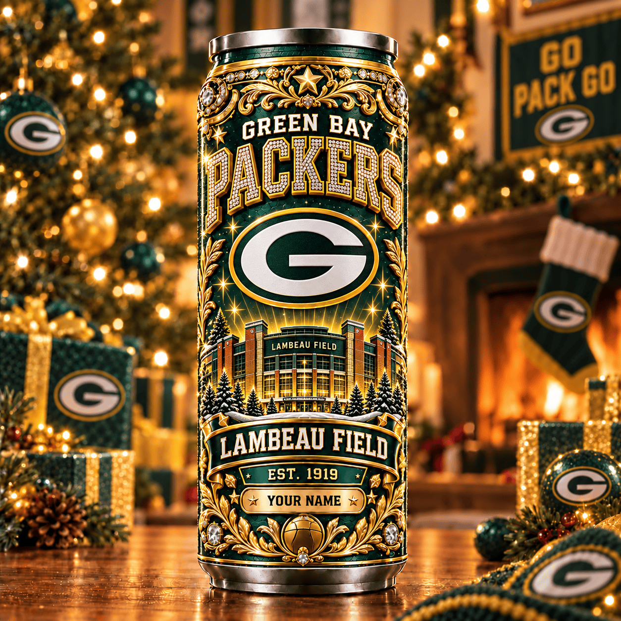 Green Bay Packers NFL Can Tumbler Custom Name For Fan