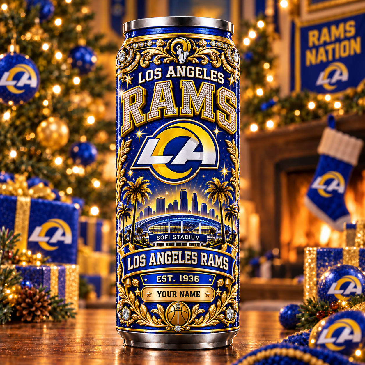 Los Angeles Rams NFL Can Tumbler Custom Name For Fan