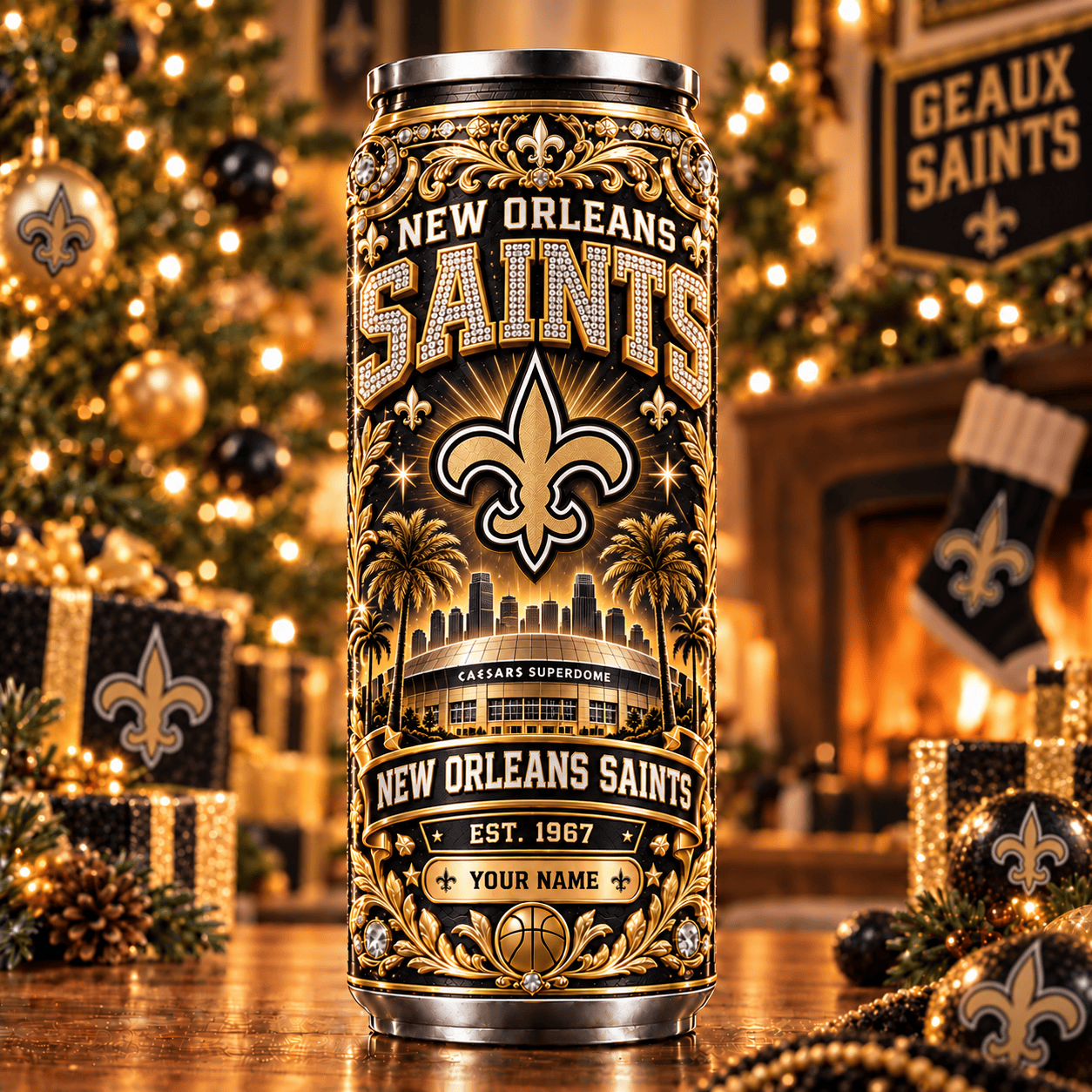 New Orleans Saints NFL Can Tumbler Custom Name For Fan