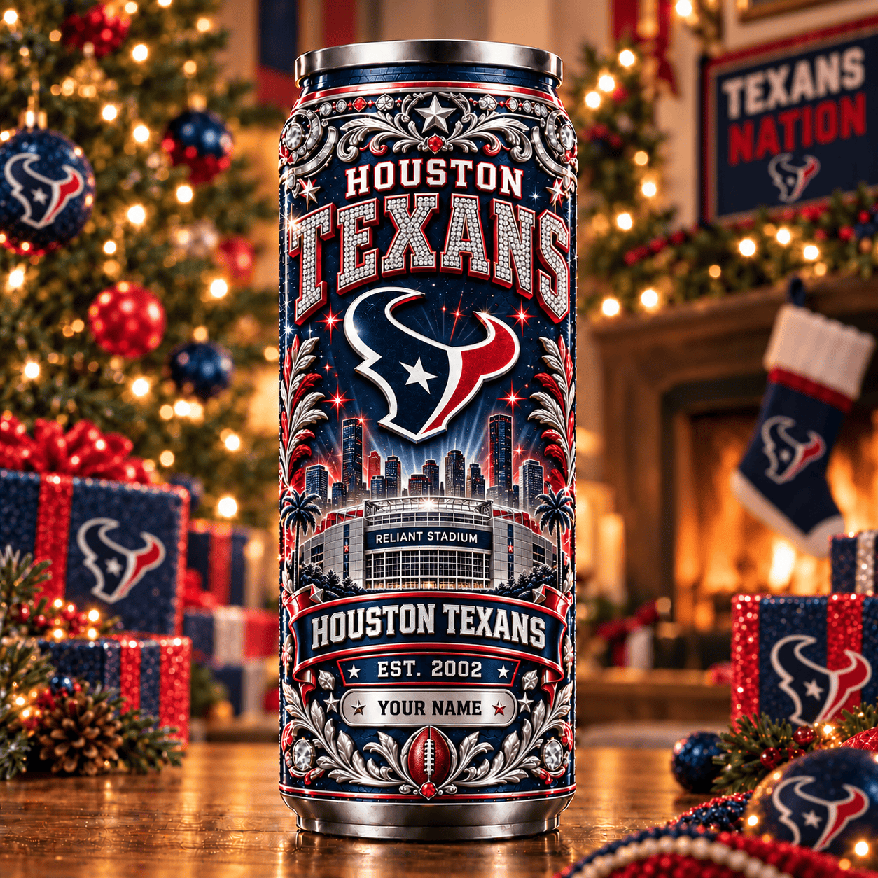 Houston Texans NFL Can Tumbler Custom Name For Fan