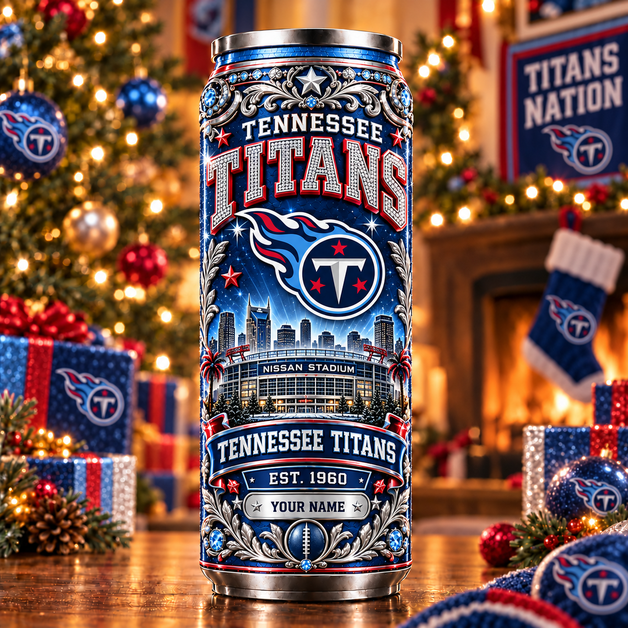 Tennessee Titans NFL Can Tumbler Custom Name For Fan