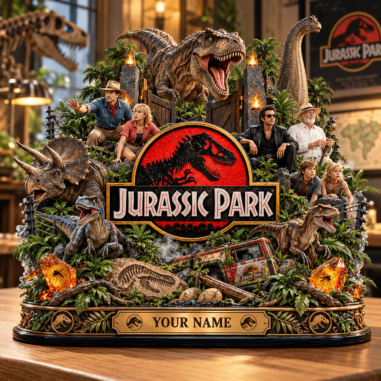 Acrylic Block Jurassic Park Custom Name For Fan