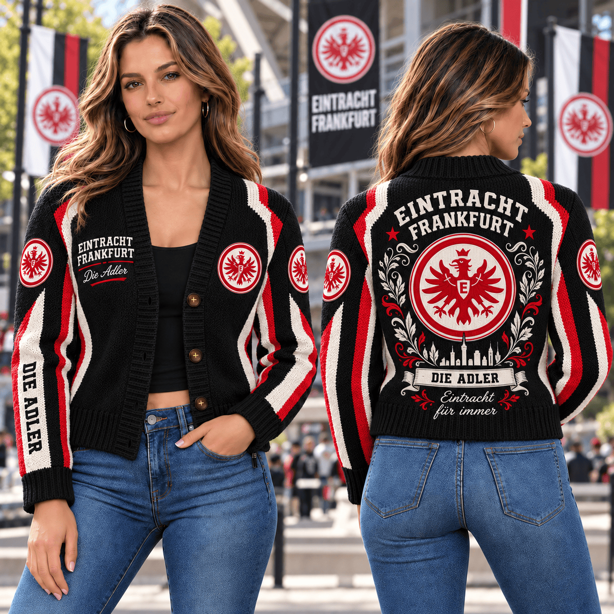 Eintracht Frankfurt Bundesliga Ugly Cardigan Jacket For Fan