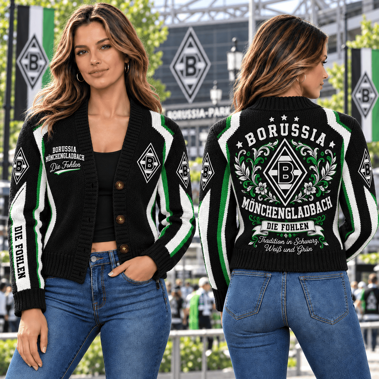 Borussia Mönchengladbach Bundesliga Ugly Cardigan Jacket For Fan