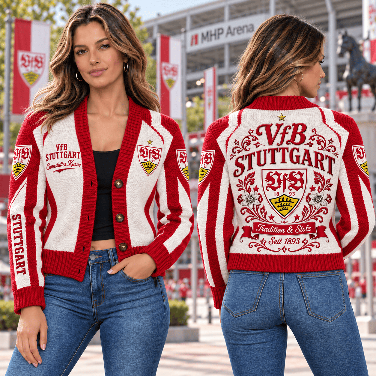 VfB Stuttgart Bundesliga Ugly Cardigan Jacket For Fan