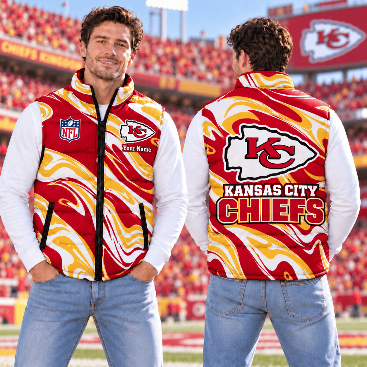 Kansas City Chiefs NFL Puffer Jacket Custom Name For Fan