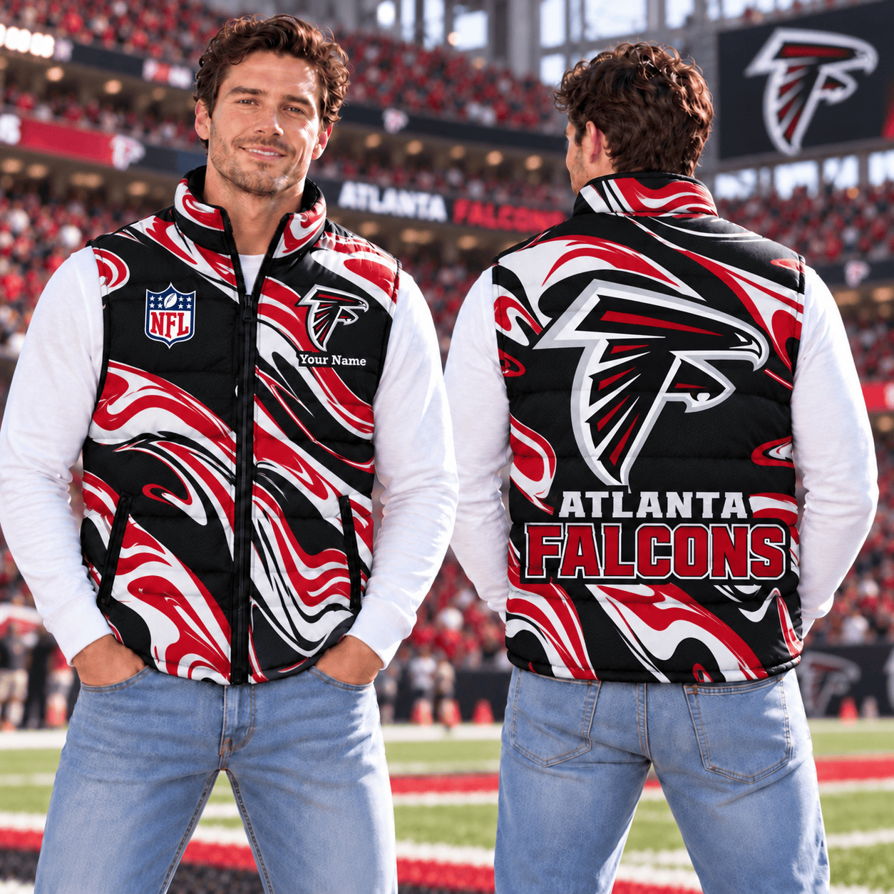 Atlanta Falcons NFL Puffer Jacket Custom Name For Fan