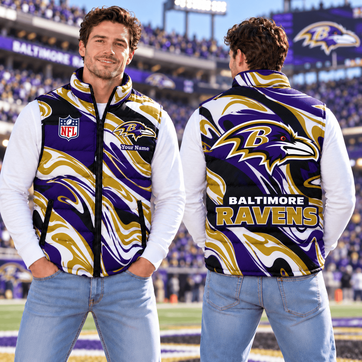 Baltimore Ravens NFL Puffer Jacket Custom Name For Fan