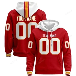 Red White Custom Name & Number Pullover Hoodie D0005