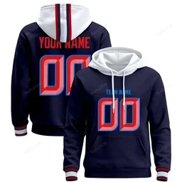 Deep Steel Blue Custom Name & Number Pullover Hoodie D0024