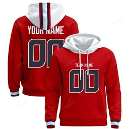 Battle Red Custom Name & Number Pullover Hoodie D0023
