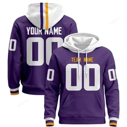 Purple White V2 Custom Name & Number Pullover Hoodie D0013