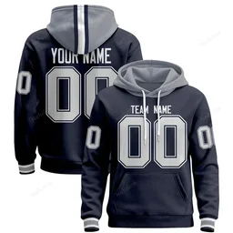 Navy Gray Custom Name & Number Pullover Hoodie D0011