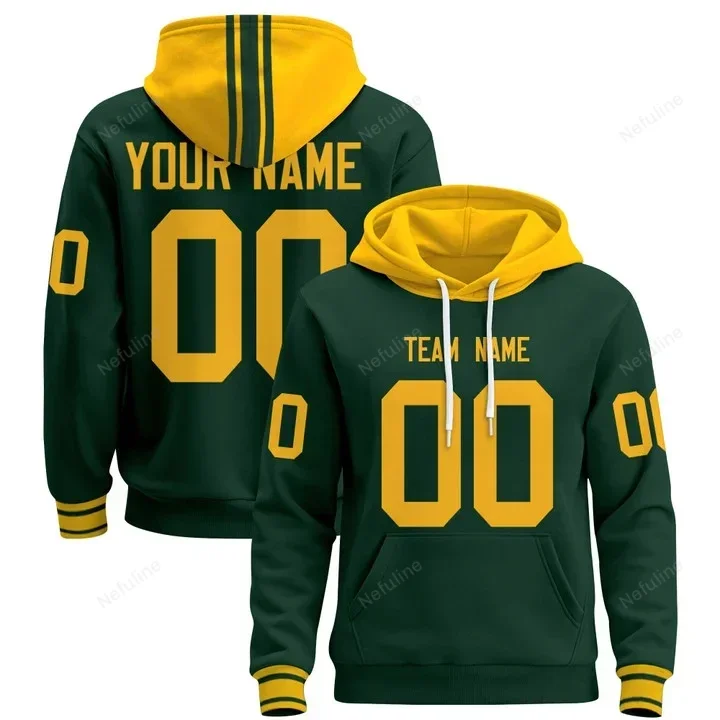 Green Gold Custom Name & Number Pullover Hoodie D0018
