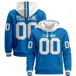 Blue White Custom Name & Number Pullover Hoodie D0003