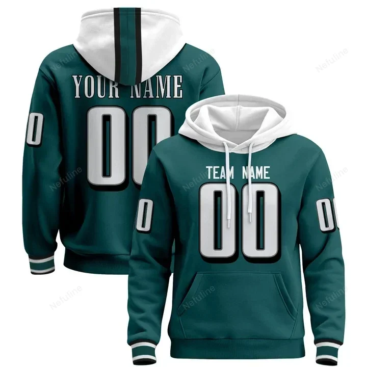 Midnight Green Custom Name & Number Pullover Hoodie D0002