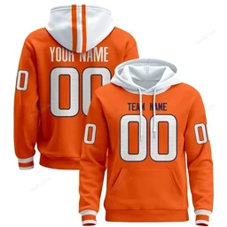 Orange White Custom Name & Number Pullover Hoodie D0015