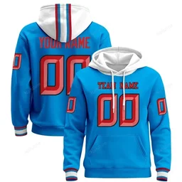 Blue Red Custom Name & Number Pullover Hoodie D0007