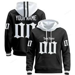 Black White Gothic Custom Name & Number Pullover Hoodie D0021