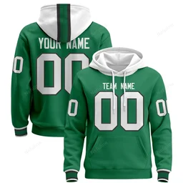 Green White Custom Name & Number Pullover Hoodie D0001