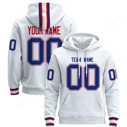 White Royal Custom Name & Number Pullover Hoodie D0010