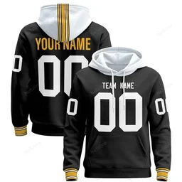 Black White Custom Name & Number Pullover Hoodie D0019