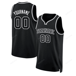 Black Black Gray Throwback Custom Name & Number Basketball Jersey D0053