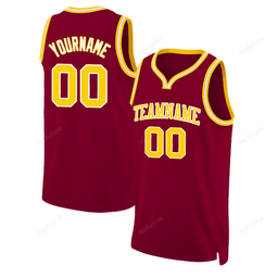 Maroon Gold White Throwback Custom Name & Number Basketball Jersey D0051