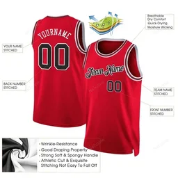 Red Black Red Throwback Custom Name & Number Basketball Jersey D0057