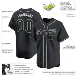Black Black Gray Custom Name & Number Baseball Jersey D0047
