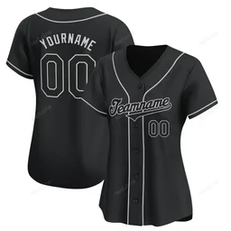 Black Black Gray Custom Name & Number Baseball Jersey D0047