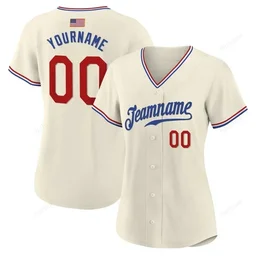 Cream Red Royal American Flag Custom Name & Number Baseball Jersey D0041