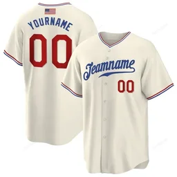 Cream Red Royal American Flag Custom Name & Number Baseball Jersey D0041