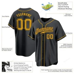 Black Gold Custom Name & Number Baseball Jersey D0038