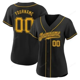 Black Gold Custom Name & Number Baseball Jersey D0038
