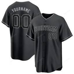 Black Black-Gray Custom Name & Number Baseball Jersey D0036